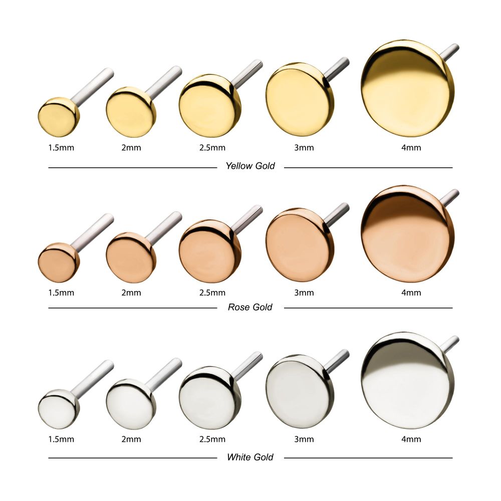 14Kt Gold Threadless Disk Top