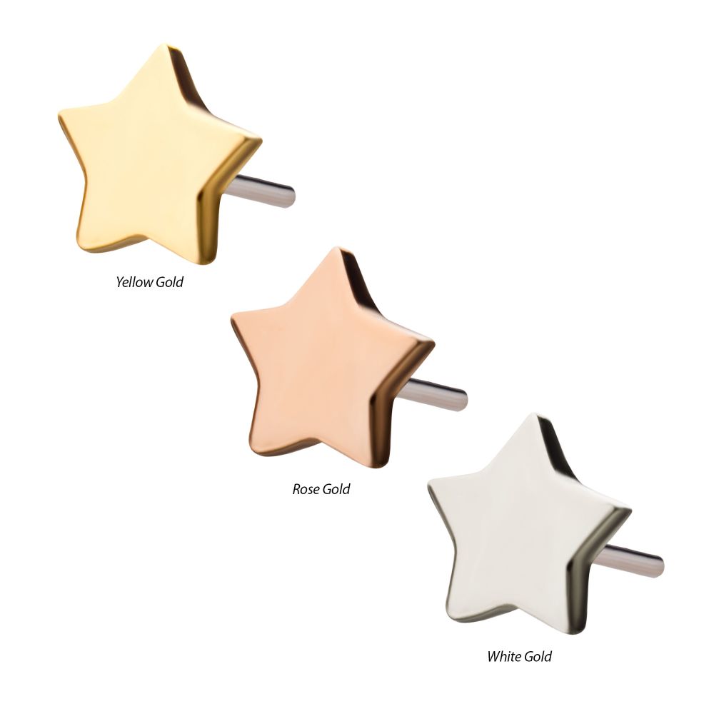 14Kt Gold Threadless Star Top