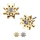 14kt Gold Threadless Round Clear CZ Sun Top