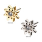 14kt Gold Threadless Round Clear CZ Sun Top