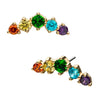 14Kt Yellow Gold Threadless with 5-Rainbow CZ Cluster Top