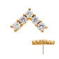 14Kt Yellow Gold Threadless with Prong Set 5 Round Clear CZ Triangle Top