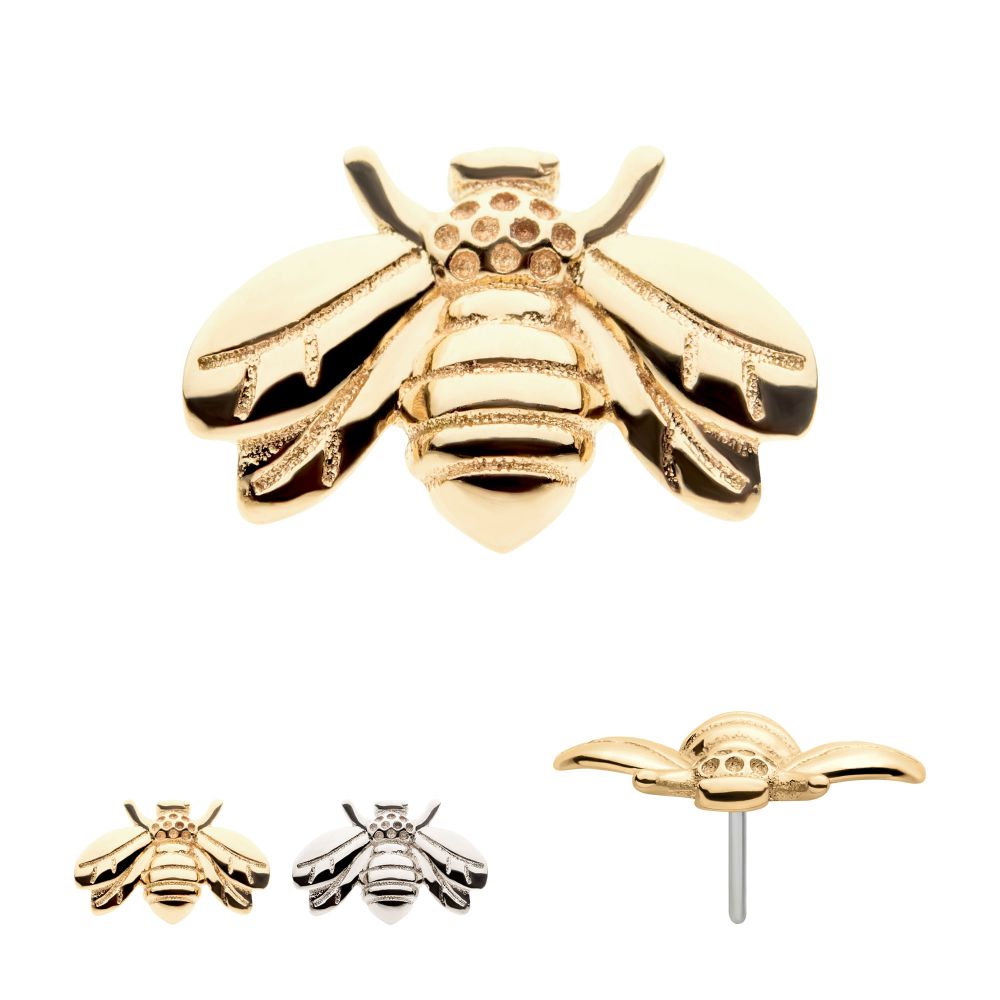 14Kt Gold Threadless with Decorative Bee Top