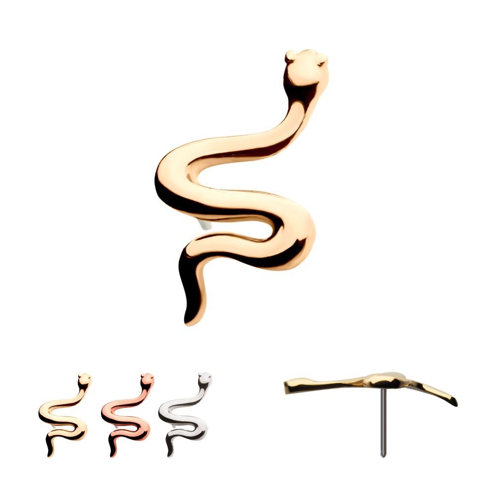 14Kt Gold Threadless Snake Top