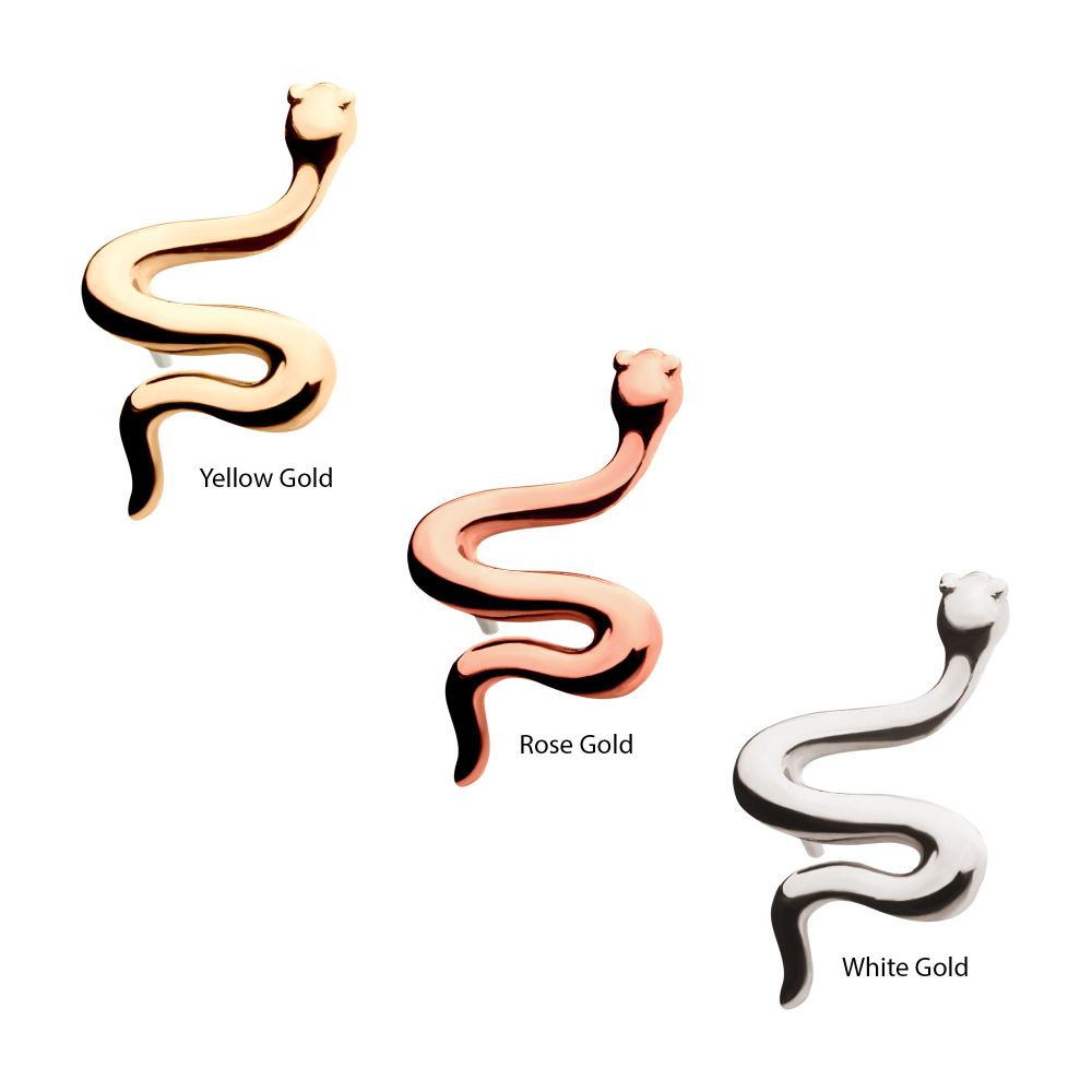 14Kt Gold Threadless Snake Top