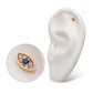 14Kt Yellow Gold Threadless Pave Set Round Blue Sapphire & Clear Gem Evil Eye Top