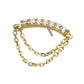 14Kt Yellow Gold Threadless 7 Round Prong Set CZ Curve Bar Top with 2 Tier Dangle Chain
