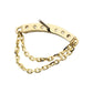 14Kt Yellow Gold Threadless 7 Round Prong Set CZ Curve Bar Top with 2 Tier Dangle Chain
