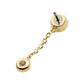14Kt Gold Threadless Double Bezel Set Round CZ with Dangle Chain Top