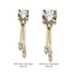 14Kt Gold Threadless Prong Set CZ Top with Gemmed Dangle Double Bar