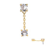 14Kt Gold Threadless Double Prong Set Round CZ with Dangle Chain Top