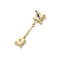14Kt Gold Threadless Double Prong Set Round CZ with Dangle Chain Top