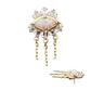14Kt Yellow Gold Threadless Prong Set Baguette, Round Gem and Opal Evil Eye Top with Triple Dangle Chain