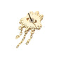 14Kt Yellow Gold Threadless Prong Set Baguette, Round Gem and Opal Evil Eye Top with Triple Dangle Chain