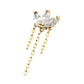 14Kt Gold Threadless 3 Cluster Fan Shape Marquise CZ/Opal Top with Dangle Triple Chain
