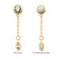 14Kt Gold Threadless Bezel Set Round & Marquise CZ with Dangle Chain Top