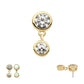 14Kt Gold Threadless Double Bezel Set Round CZ Dangle Top