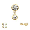 14Kt Gold Threadless Double Bezel Set Round CZ Dangle Top