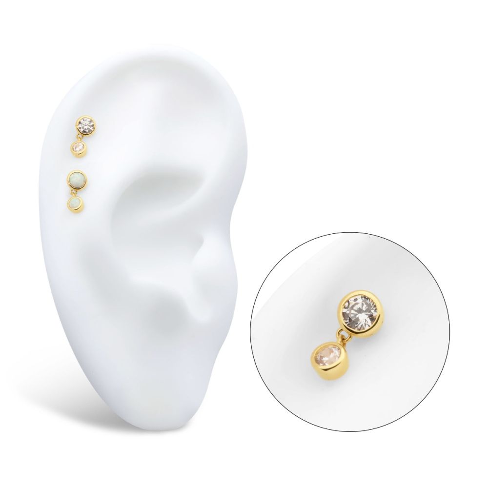 14Kt Gold Threadless Bee Top with Prong Set Marquise Gem Wings