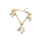 14Kt Yellow Gold Threadless Hidden Helix Curved Bar Top with Double Floating Gem & CZ Chain Dangle