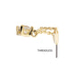 14Kt Gold Threadless Hidden Helix Curved Bar Top with Gem Chain Dangle