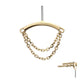 14Kt Gold Threadless Hidden Helix Curved Bar Top with 2-Tier Chain Dangle