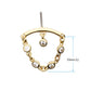 14Kt Yellow Gold Threadless Hidden Helix Curved Bar Top with Bezel Set Round Gem Dangle