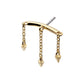 14Kt Gold Threadless Hidden Helix Curved Bar Top with 3 Spike Chain Dangle