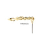 14Kt Gold Threadless Hidden Helix Curved Bar Top with 3 Spike Chain Dangle