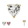 14Kt Yellow Gold Threadless 3-Prong "Icon Heart" CZ Gem Top