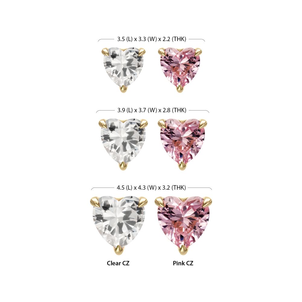 14Kt Yellow Gold Threadless 3-Prong "Icon Heart" CZ Gem Top