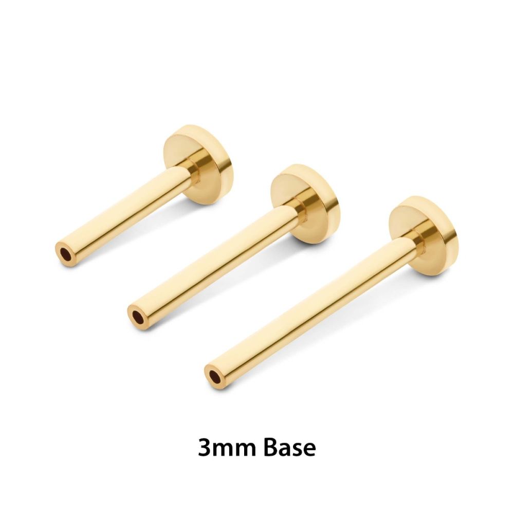 14Kt-Gold Threadless Labret with 3mm Flat Base