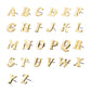 14Kt Yellow Gold Threadless Cooper Black Italic Letter Initial Tops
