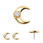 14Kt Yellow Gold Threadless with CZ/Opal Crescent Moon Top