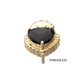 14Kt Yellow Gold Threadless Prong Set Black Gem Sacred Heart Top
