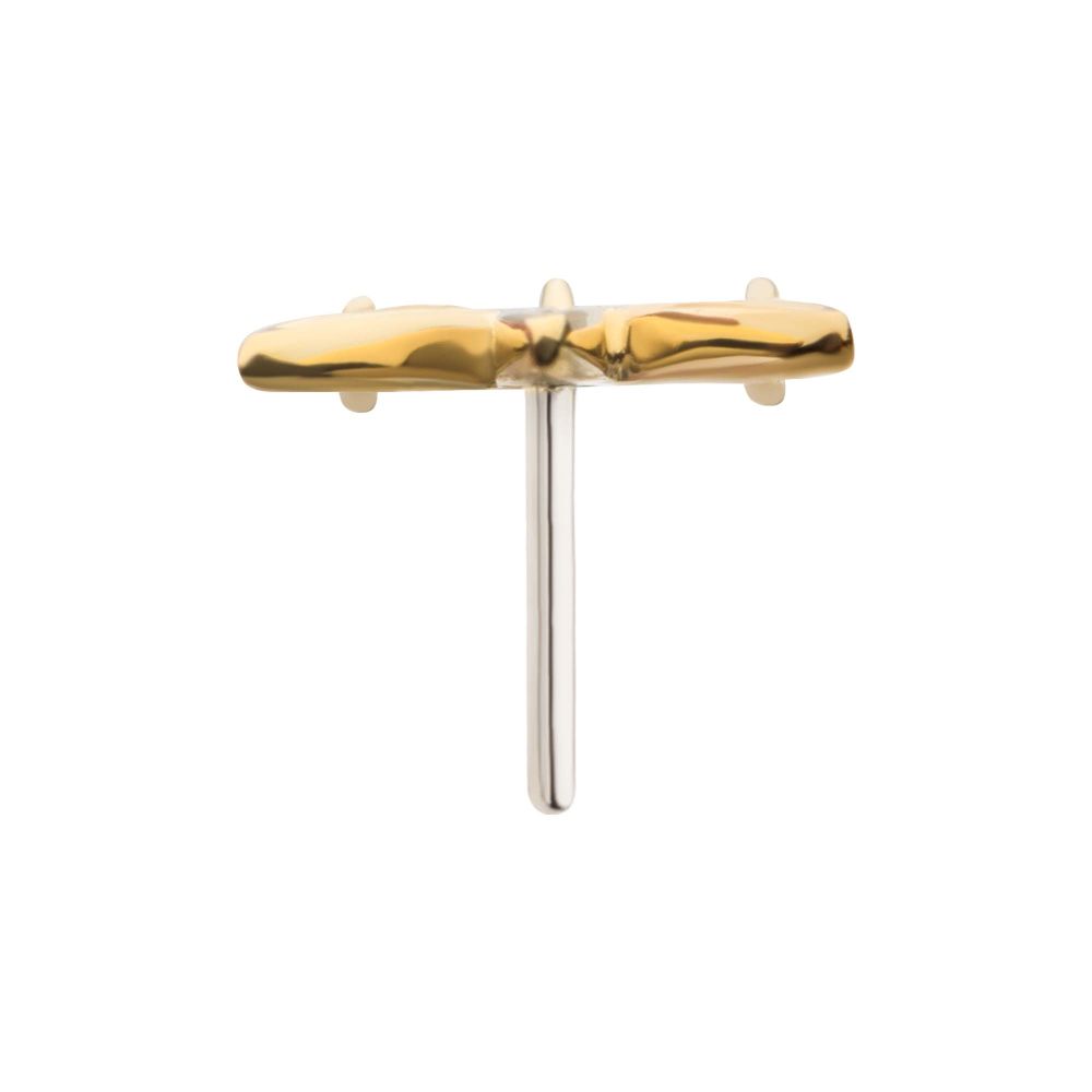 14Kt Yellow Gold Threadless Pot Leaf Top with Dangle Chains