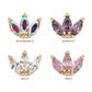14Kt Yellow Gold Threadless Beaded Edge Marquise Fan Gem Cluster Top