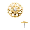 14Kt Gold Threadless Mandala Flower Top with Bezel Gem