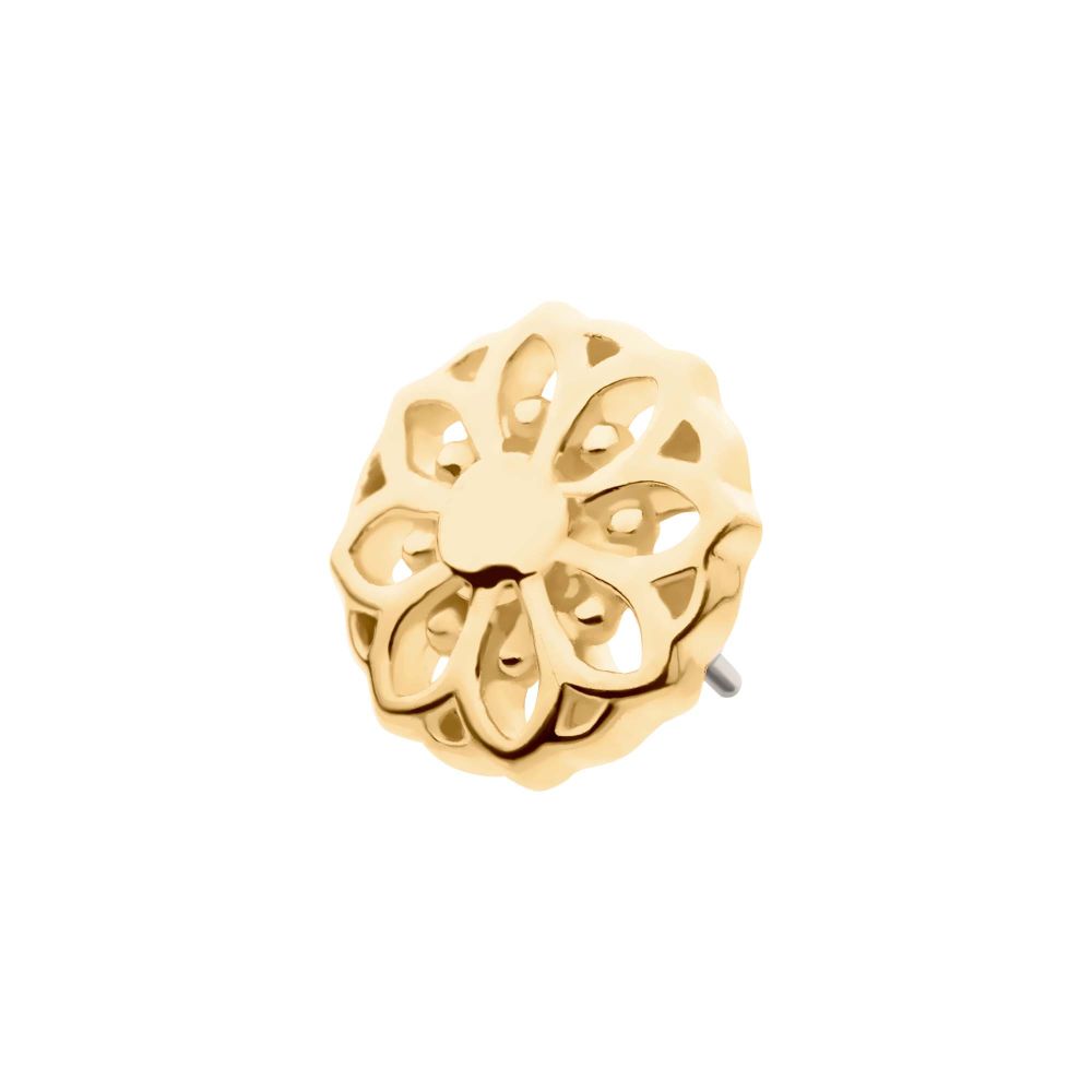 14Kt Yellow Gold Threadless Mandala Flower Top