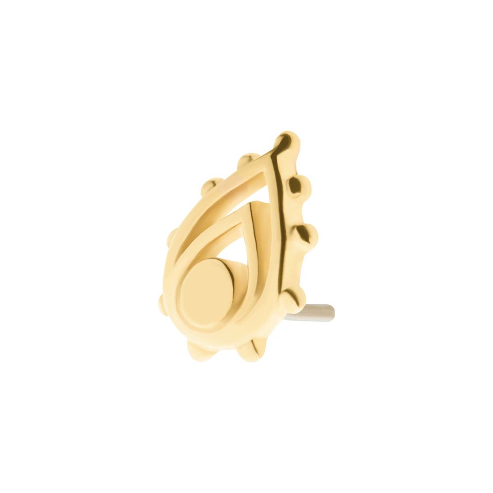 14Kt Yellow Gold Threadless Beaded Edge Teardrop Top
