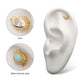 14Kt Yellow Gold Threadless with Bezel Set Oval Clear CZ/White Synthetic Opal Starburst Top