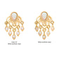 14Kt Yellow Gold Threadless Bezel Set Teardrop & Round Gem/Opal Mandala Dangle Top