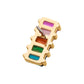 14Kt Yellow Gold Threadless with Prong Set Baguette Rainbow CZ 5-Cluster Top