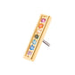 14Kt-Yellow Gold Threadless with Prong Set Rainbow CZ 7-Cluster Bar Top