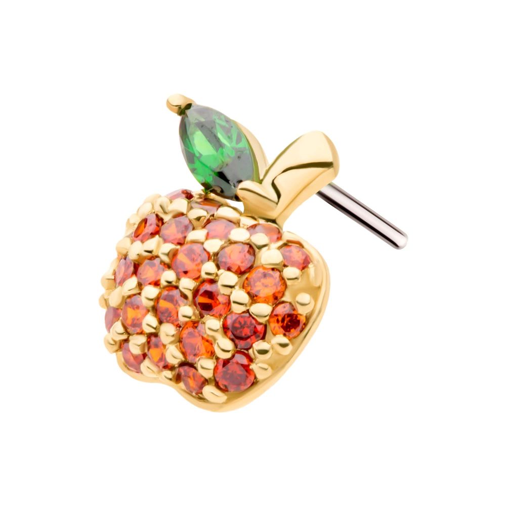 14Kt Yellow Gold Threadless with Prong Set Marquise & Round CZ Apple Top