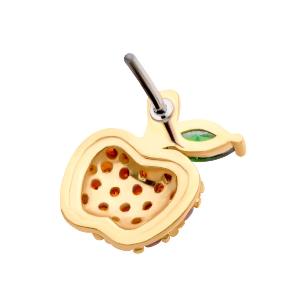 14Kt Yellow Gold Threadless with Prong Set Marquise & Round CZ Apple Top