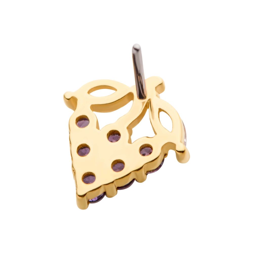 14Kt Yellow Gold Threadless with Prong Set Marquise & Round CZ Grape Top