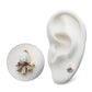 14Kt Yellow Gold Threadless with Prong Set Teardrop White Synthetic Opal & Tapered Baguette Clear CZ Cluster Top