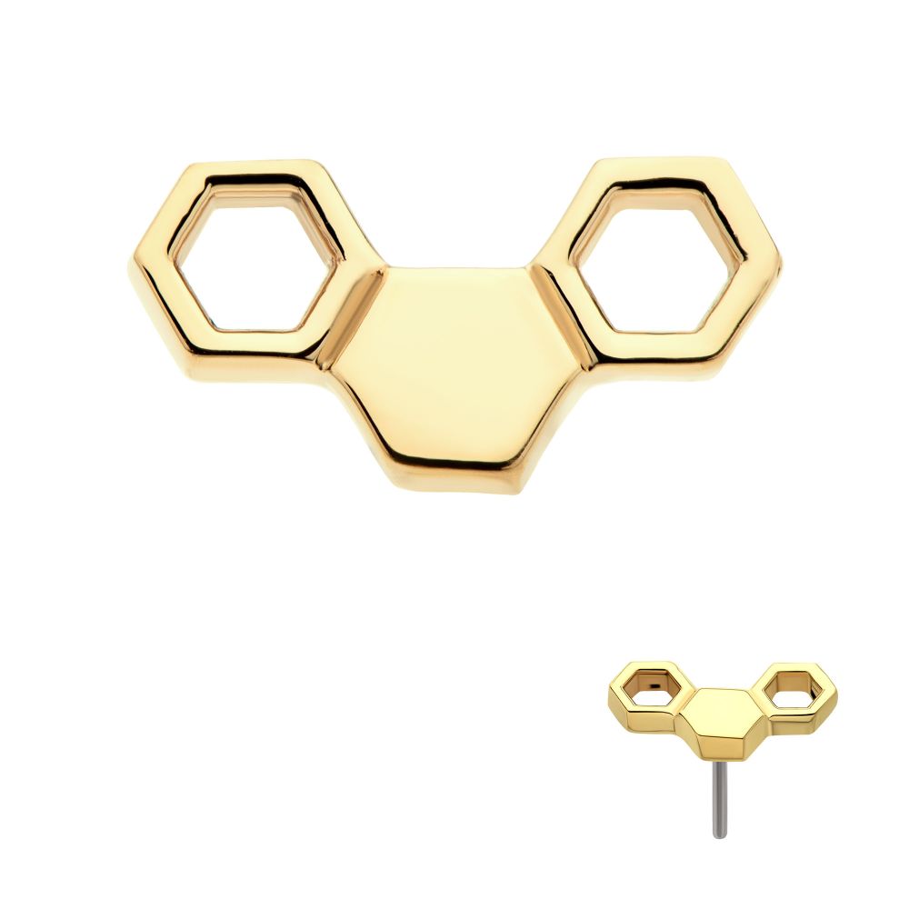 14Kt Gold Threadless Honeycomb Top