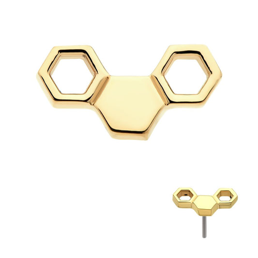 14Kt Gold Threadless Honeycomb Top